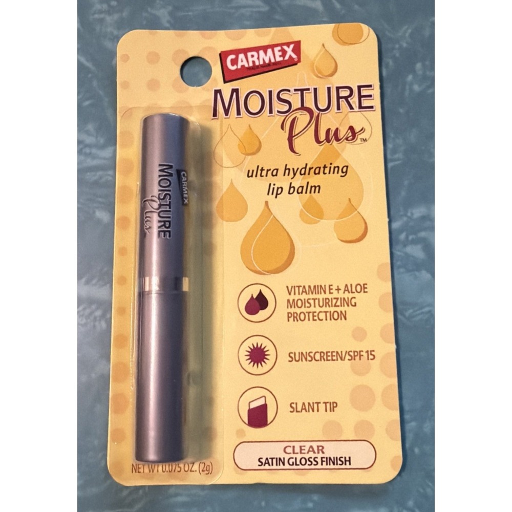 Carmex Moisture Plus Lip Balm Ultra Hydrating Clear Satin Gloss SPF 15 NEW